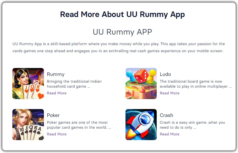 UU RUMMY ALL GAMES LIST OFFICIAL