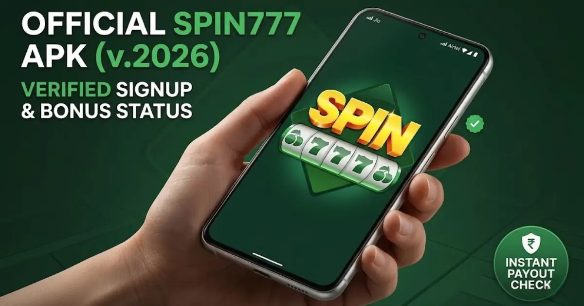 A smartphone showing the Spin777 APK login and wallet screen on Android