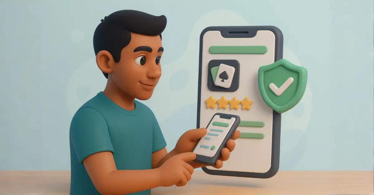 Indian user checking rummy app reliability and safety on mobile