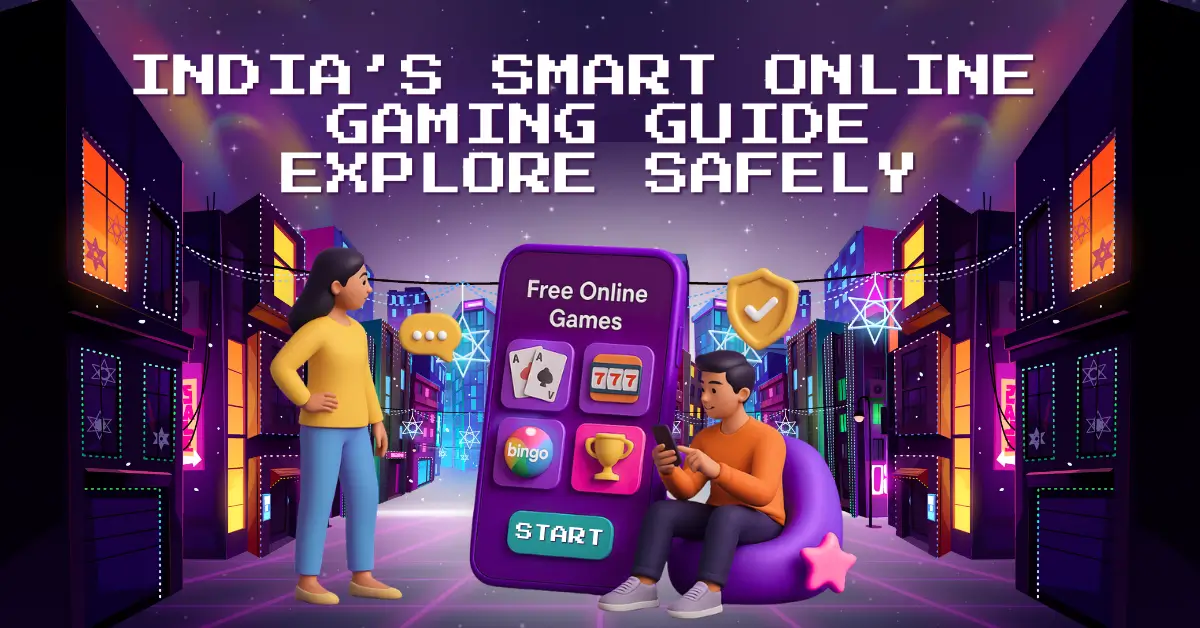 illustration of Indian users exploring free online gaming options on a mobile screen
