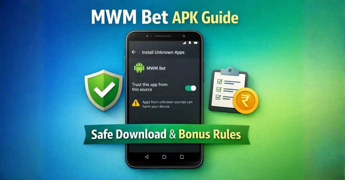 Android phone showing safe MWM Bet APK download settings and installation screen